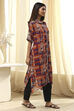 Orange Printed Shirt-Style Straight Kurta image number 4