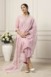 Pink Poly Chanderi Embroidered Straight Suit Set