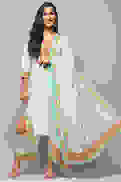 Cream Cotton Straight Suit Set image number 0