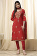 Blue Poly Chanderi Fitted Suit Set image number 6