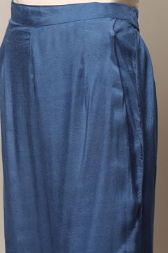 Beige Blue Chanderi Unstitched Suit set image number 3