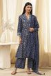 Indigo Pure Cotton Straight Suit Set image number 6