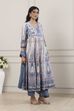 Blue Cotton Anarkali Suit Set image number 5