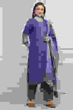 Blue Cotton Straight Suit Set image number 5