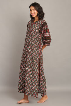 Brown Cotton Straight Printed Sleepwear image number 2