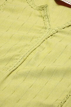Green Cotton Blend A-Line Kurta Salwar Suit Set image number 1