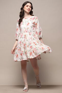 White Cotton A-Line Dress image number 0