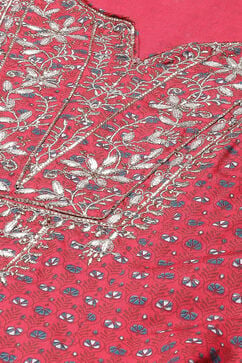 Coral Cotton Kalidar Kurta Narrow Palazzo Suit Set image number 1