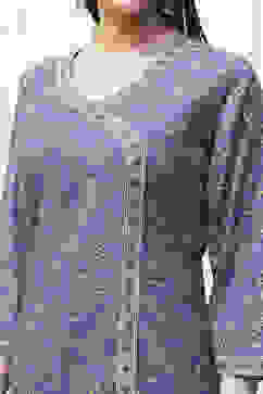 Turquoise Cotton Screen Print Unstitched Suit Set image number 2