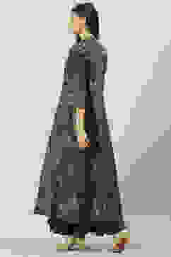 Charcoal Art Silk with Cape Printed Dress image number 4