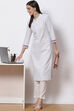 White Blue Cotton Straight Kurta image number 5