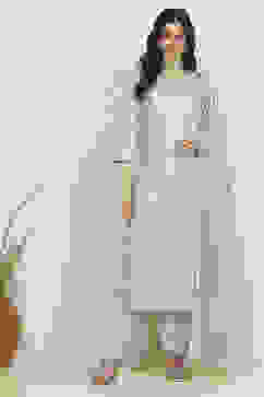 Blue Art Silk Woven Unstitched Suit Set image number 7