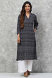 Navy Poly Metallic Straight Kurta