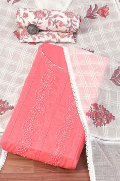 Pink Cotton Unstitched Suit Set image number 0