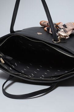 Black Pu Leather Tote Bag image number 4