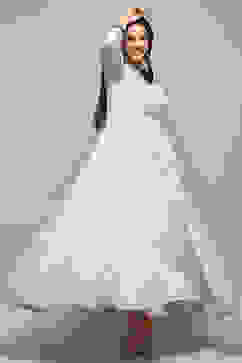 White Polyester A-Line Printed Dress image number 0