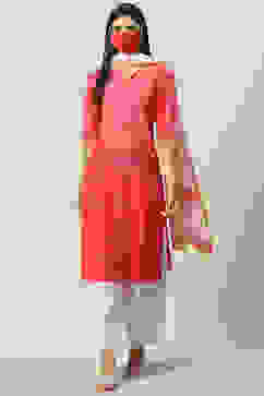 Pink Cotton Straight Kurta Palazzo Suit Set image number 5