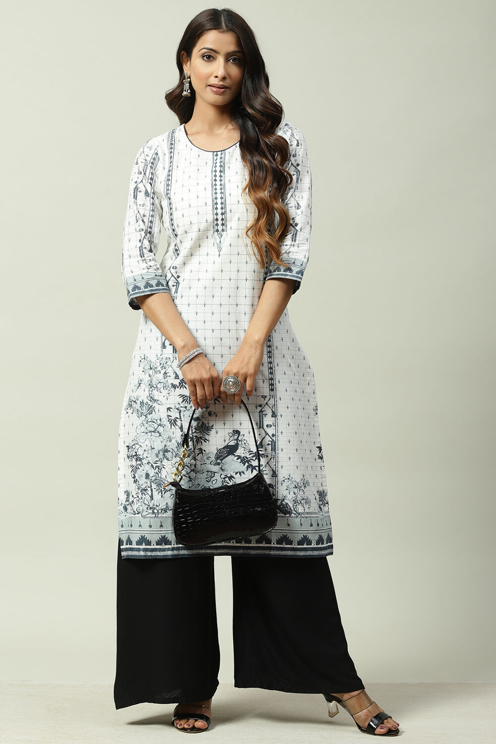 White Cotton Straight Kurta image number 5