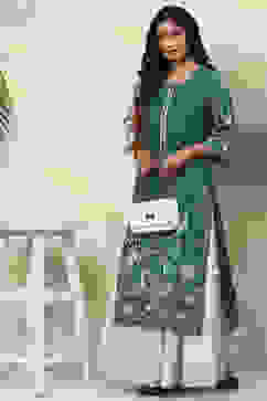 Green Straight Viscose Kurta image number 0