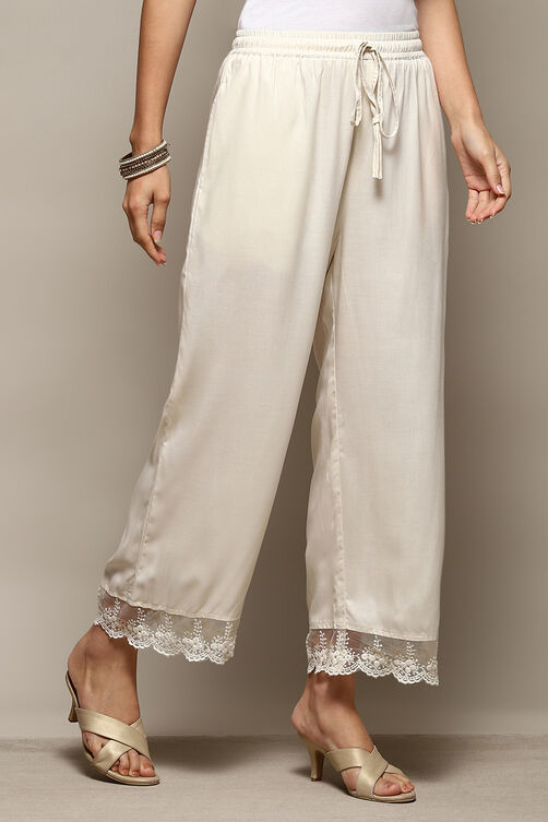 Black Rayon Regular Solid Palazzo image number 1