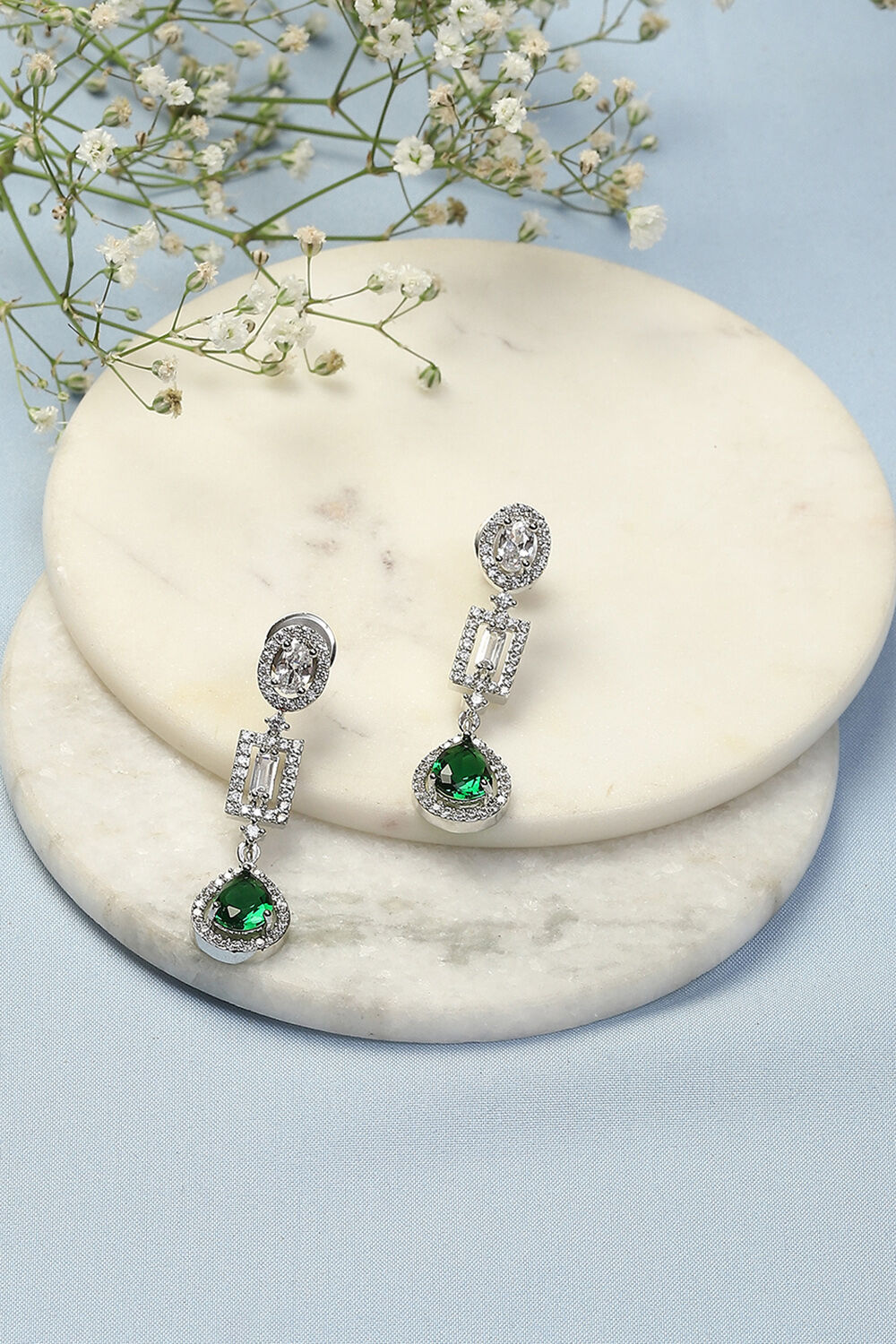 Green Brass Earrings image number 0