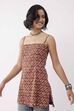 Rust Cotton Printed A Line Short Kurti image number 2