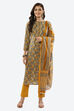 Yellow Cotton Unstitched Suit Set image number 0