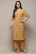 Yellow Rayon Straight Kurta Set image number 6