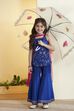 Blue Cotton Printed Straight Sharara Set image number 0