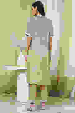 Grey and Beige Printed Straight Co-ord Set image number 4