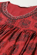 Teracotta Viscose Gathered Kurta Palazzo Suit Set image number 1