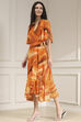 Mustard Yellow Printed Flared Dress image number 2