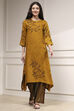 Mustard Yellow Viscose Rayon Straight Printed Kurta Pants Set image number 0