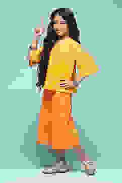 Yellow Cotton Straight Printed Kurta Set image number 3