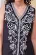 Black Viscose Linen Straight Fusion Set image number 1