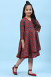 Maroon Silk Asymmetric Printed Dress image number 0
