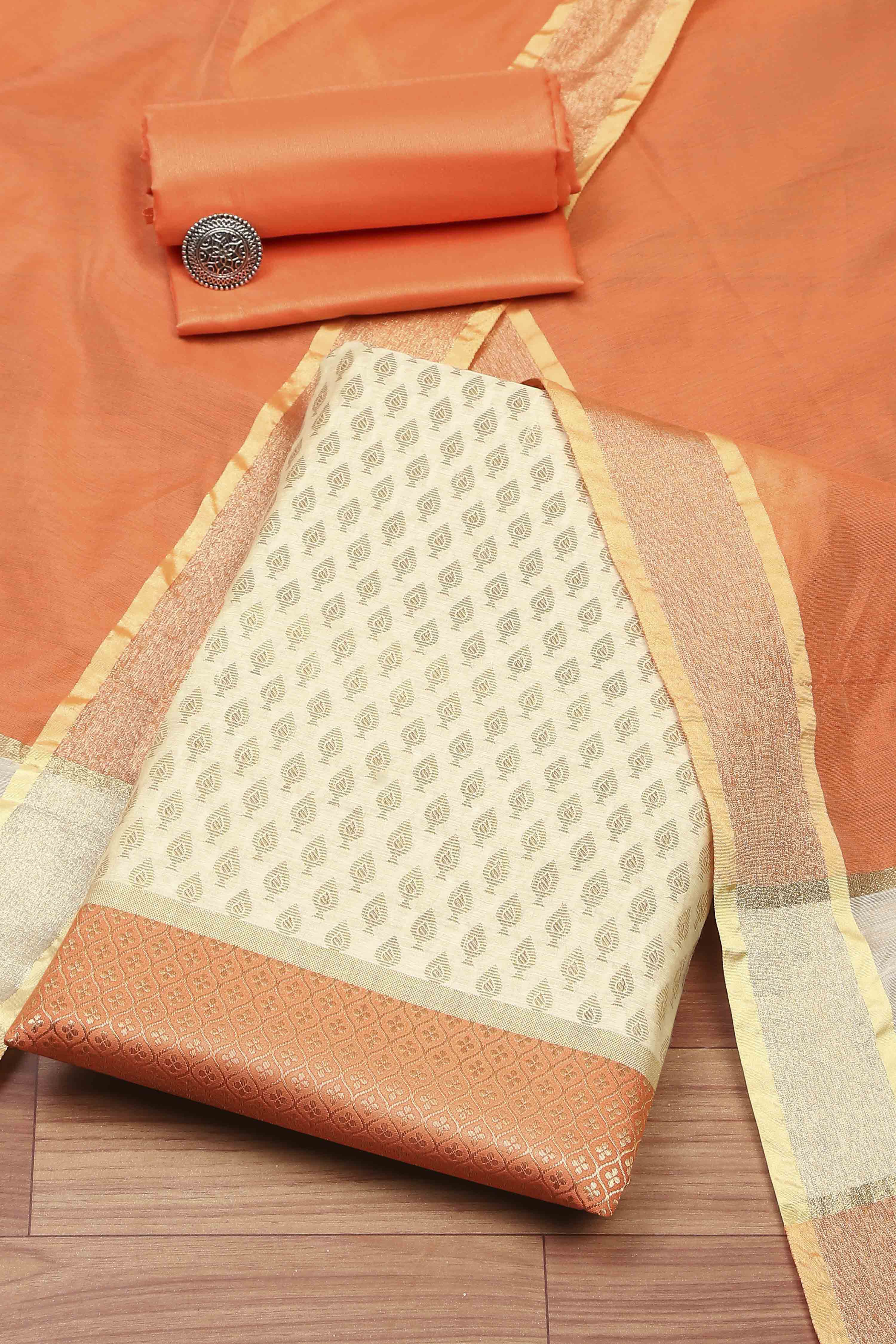 Pastel Cotton Printed Embroidered Unstitched Suit Set image number 0