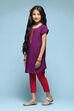 Purple Cotton Straight Solid Kurta Set image number 3