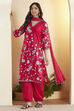 Fuchsia Cotton Floral Printed Straight Kurta Set image number 0