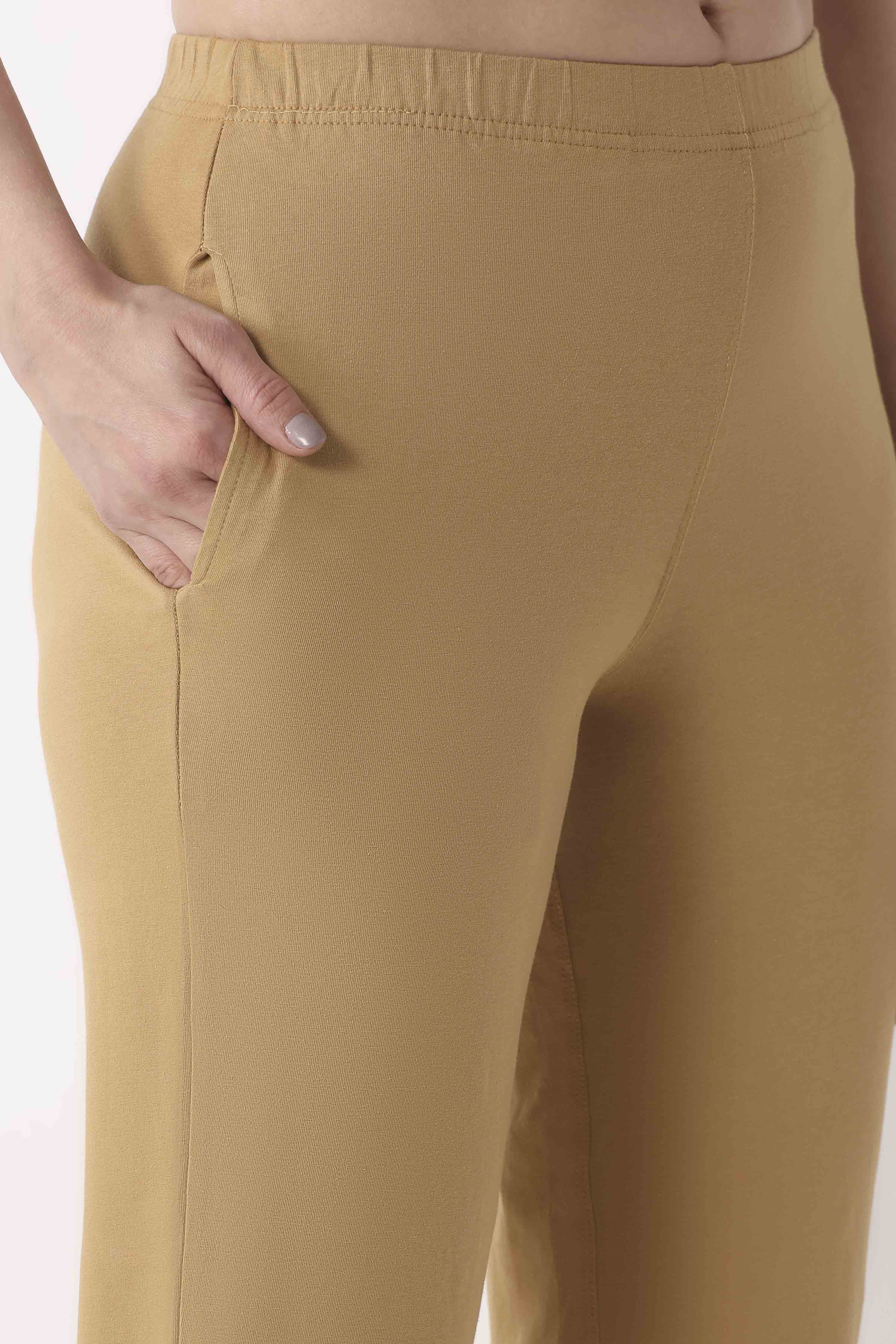 Navy Blue Solid Cotton Lycra Straight Pants image number 1