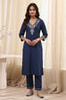 Blue Polyester Solid Kurta image number 5