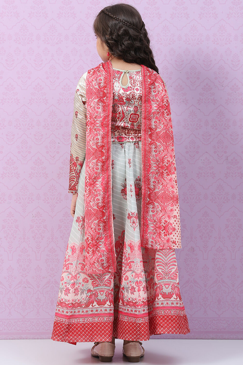 Ecru Art Silk Lehenga Set image number 4