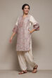 Off White Cotton Blend Straight Yarndyed 2 Piece Set image number 2