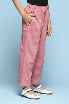 Peach Cotton Solid Pants image number 3
