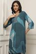 Teal Viscose Rayon Abstract Printed Straight Suit Set image number 7