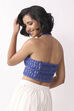 Royal Blue Cotton Printed Straight Top image number 5