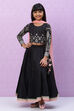 Black Straight Viscose And Lycra Girls Lehenga Set image number 4