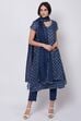 Blue Straight Kurta Slim Pant Suit Set image number 0