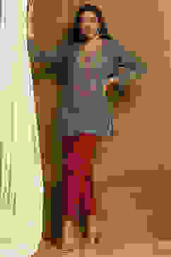 Green Polyester Straight Short Kurti image number 0