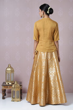 Mustard Metallic Lehenga Set image number 8